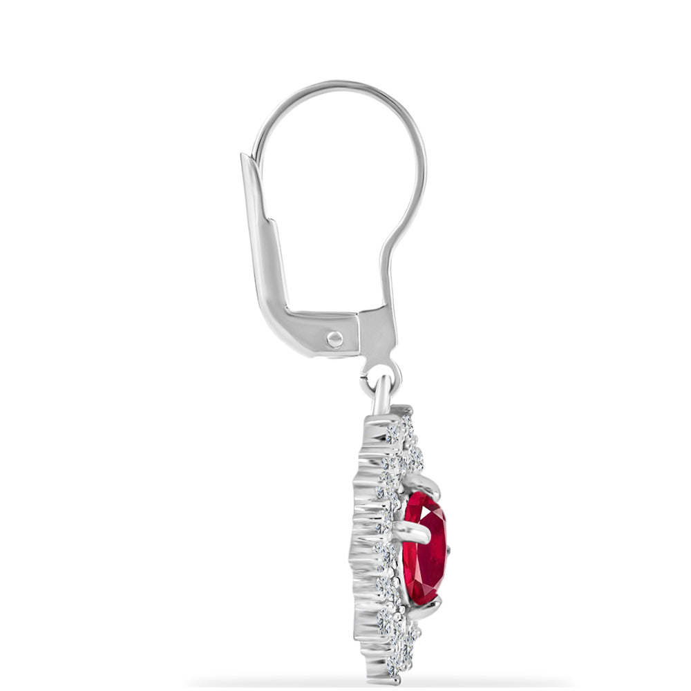 Pendientes de Plata con Rubí de Madagascar y Diamante blanco