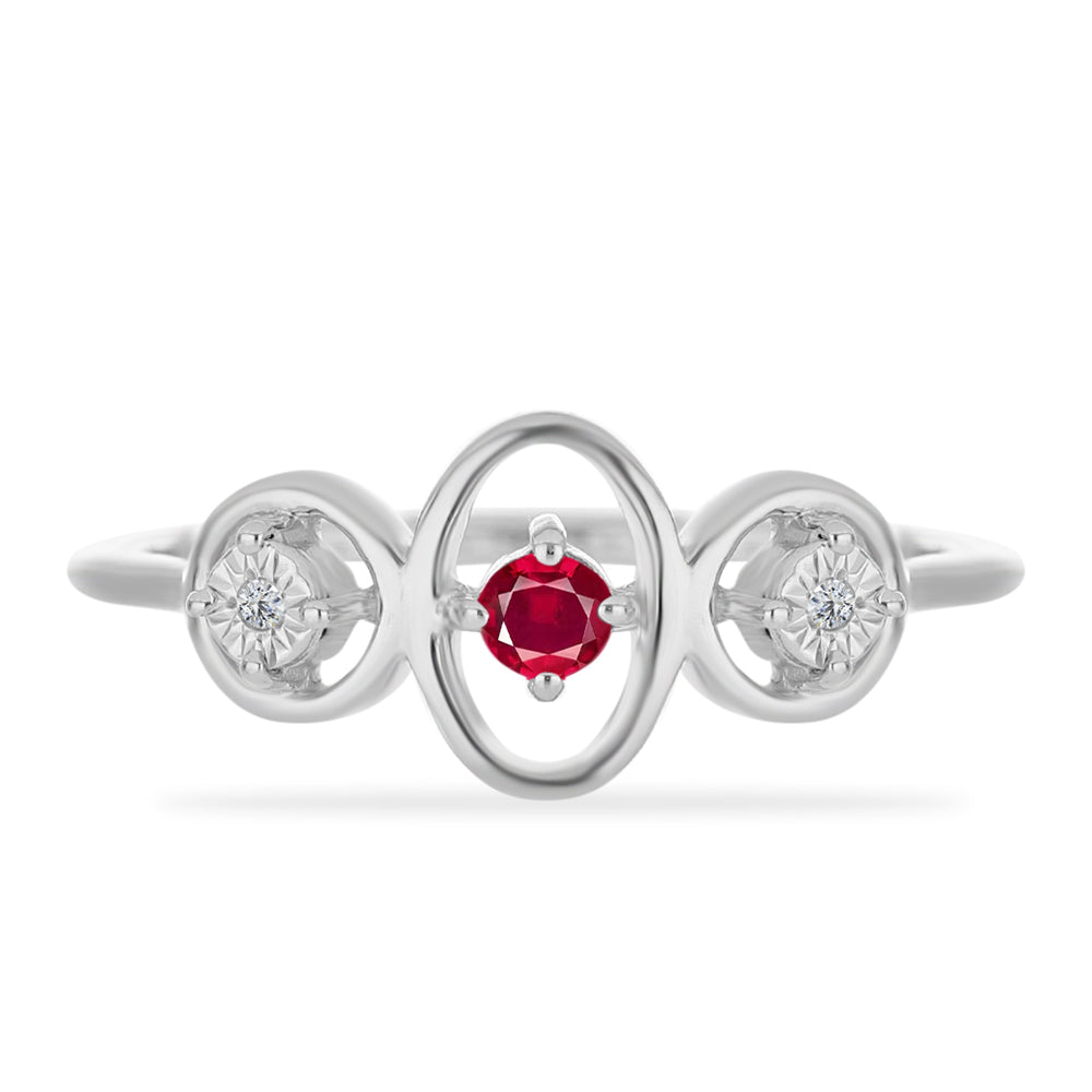 Anillo de Plata con Rubí de Madagascar y Diamante blanco 1 