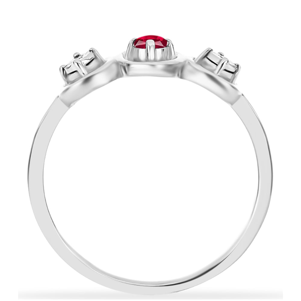 Anillo de Plata con Rubí de Madagascar y Diamante blanco