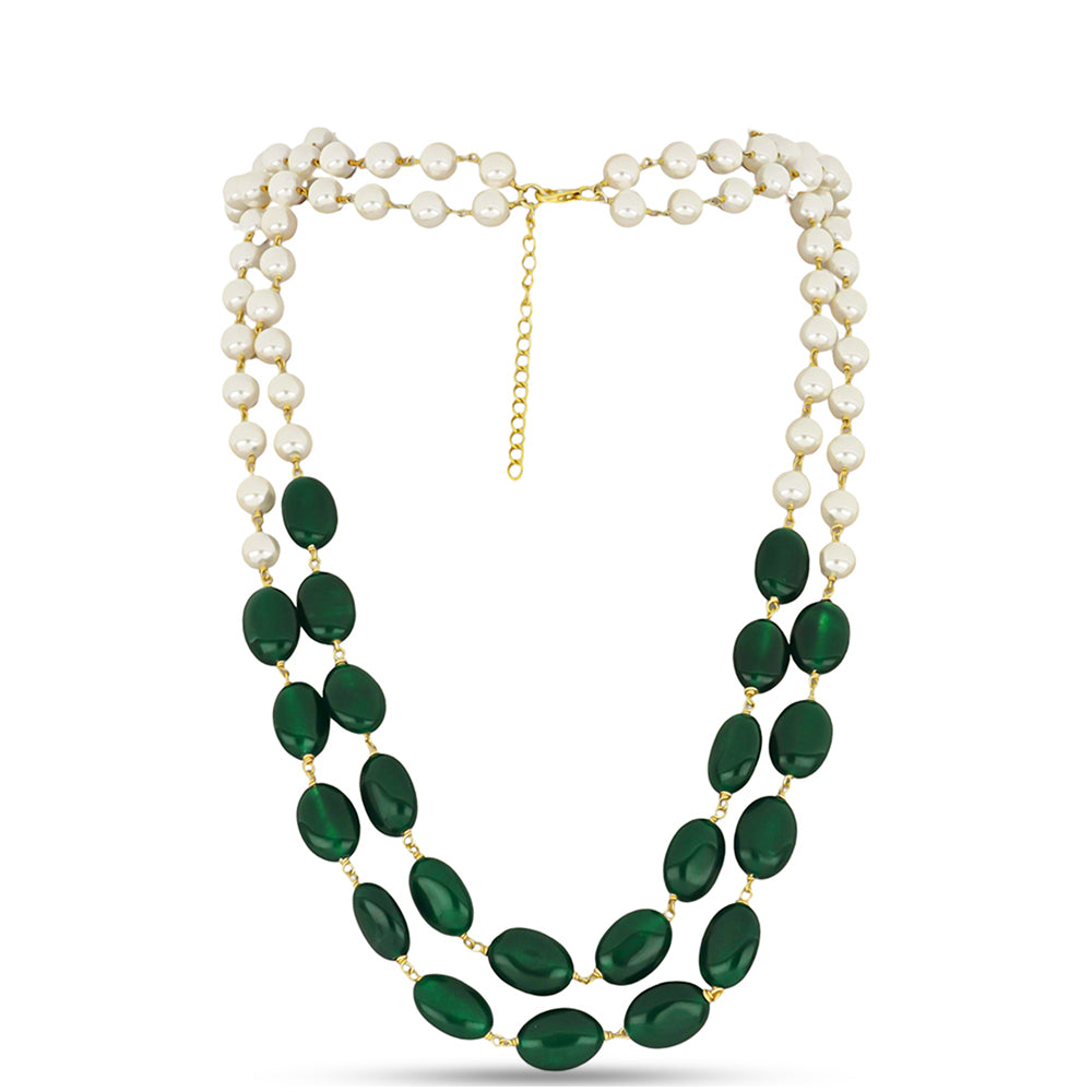 Collar de Plata Bañada en Oro con Jadeíta verde del Río Marsden y Perla de Agua Dulce