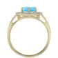 Anillo de Plata Bañada en Oro con Calcedonia Aqua y Topacio Blanco