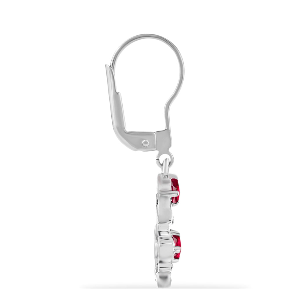 Pendientes de Plata con Rubí de Madagascar y Diamante blanco
