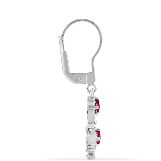 Pendientes de Plata con Rubí de Madagascar y Diamante blanco
