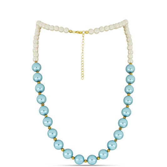 Collar de Plata Bañada en Oro con Perla de Agua Dulce y Perla Azul de Agua dulce