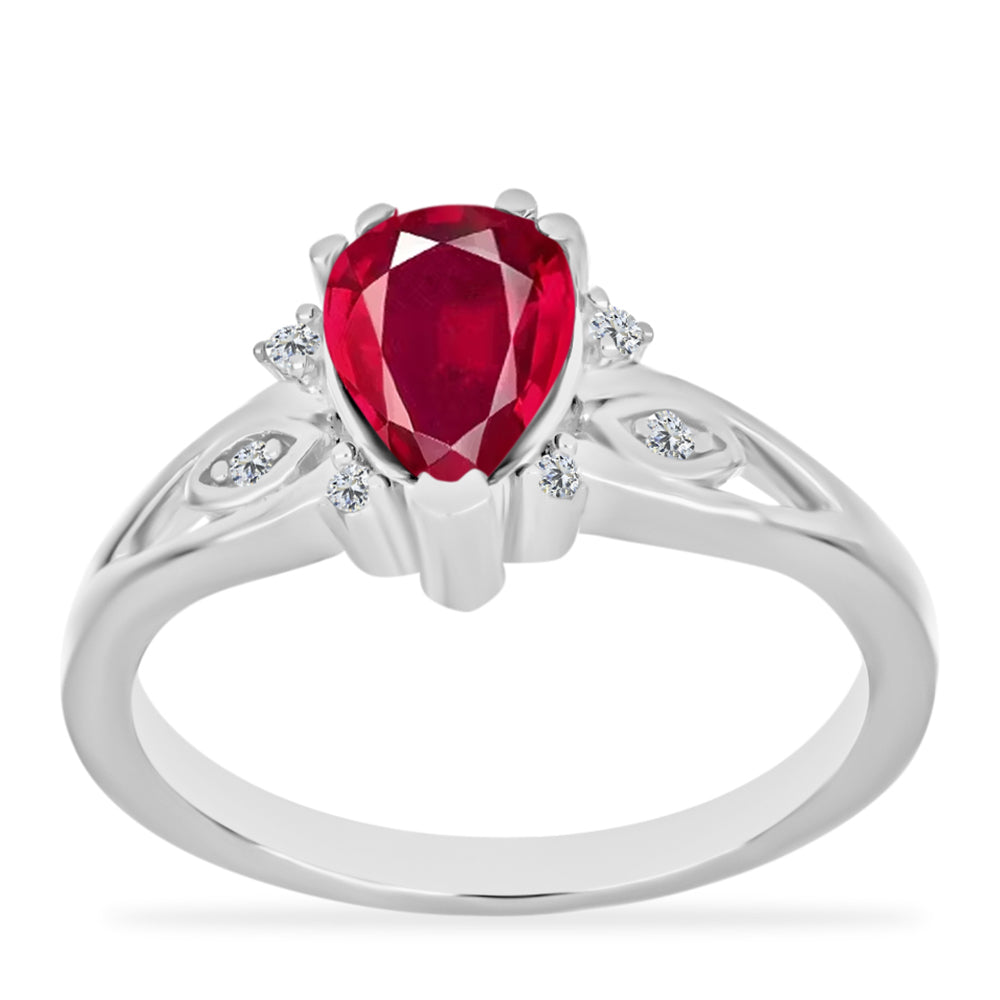 Anillo de Plata con Rubí de Madagascar y Diamante blanco
