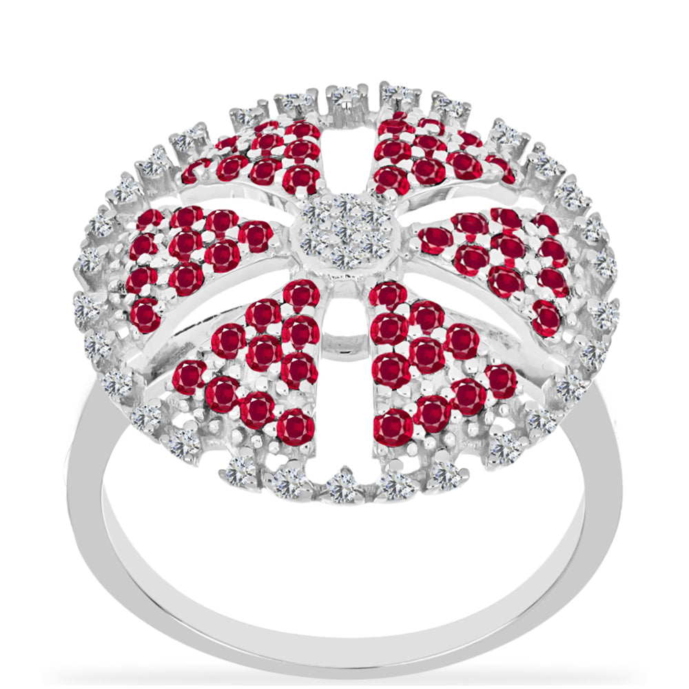 Anillo de Plata con Rubí de Madagascar y Diamante blanco