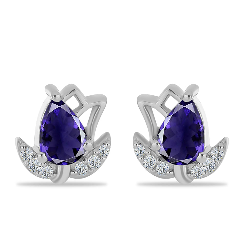 Pendientes de Plata con Lolita y Topacio Blanco 1 