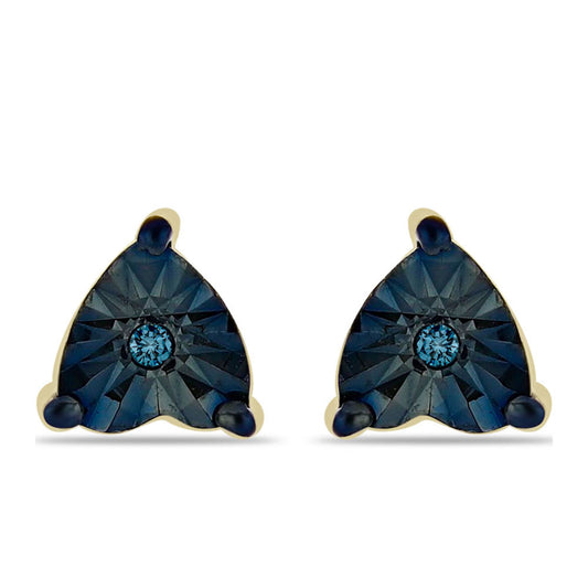 Pendientes de Plata Bañada en Oro con Diamante Azul