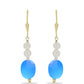 Pendientes de Plata Bañada en Oro con Calcedonia Aqua y Cuarzo Blanco