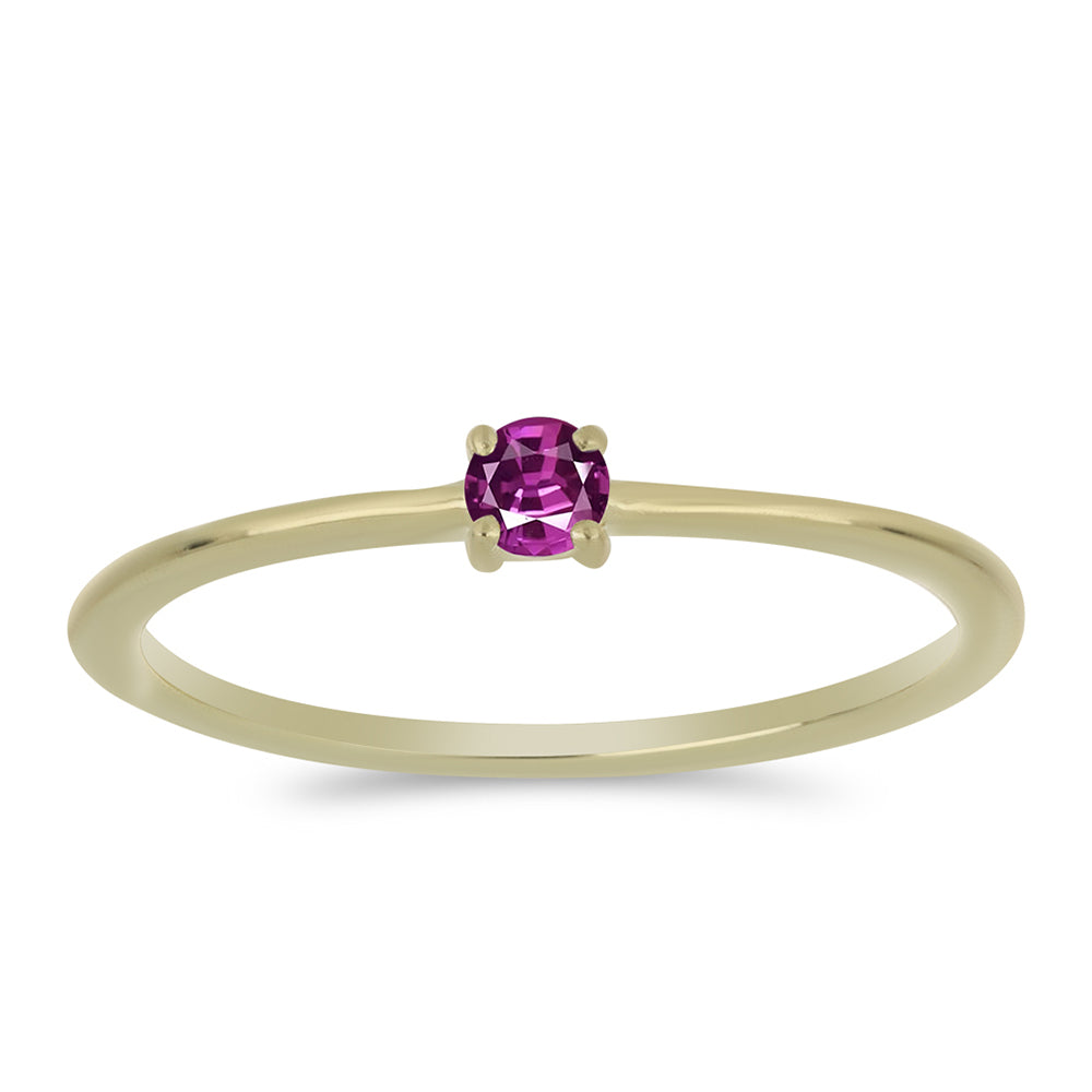 Anillo de Plata Bañada en Oro con Zafiro Púrpura