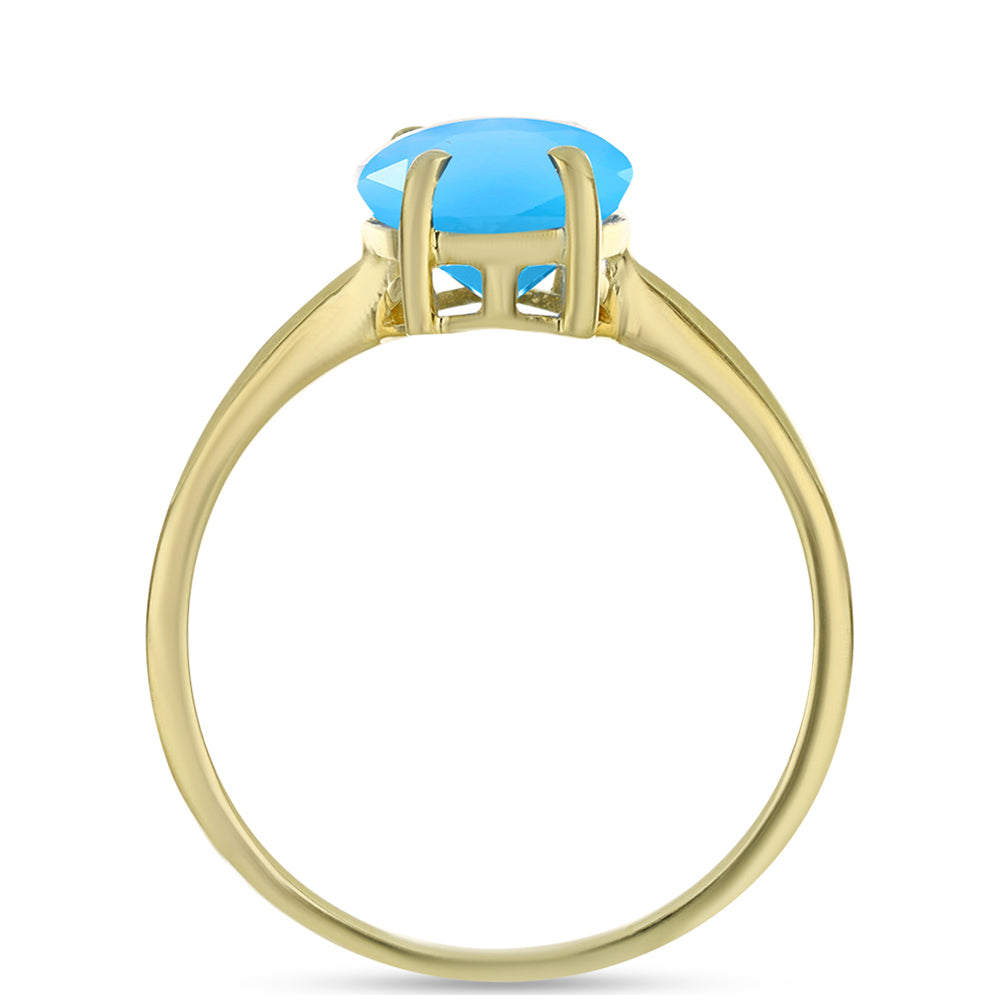 Anillo de Plata Bañada en Oro con Calcedonia Aqua