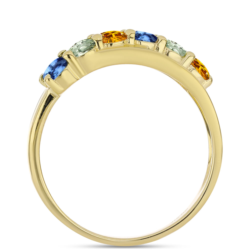 Anillo de Plata Bañada en Oro con Zafiro Arco Iris Rosebery 2 