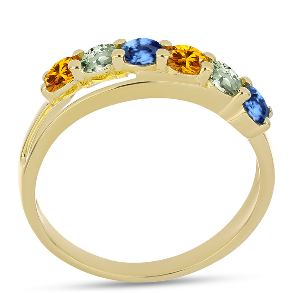 Anillo de Plata Bañada en Oro con Zafiro Arco Iris Rosebery 3 