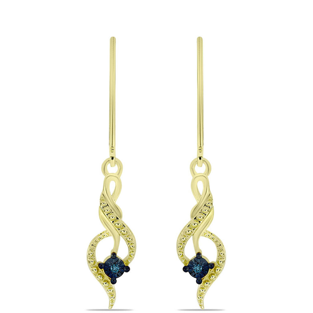 Conjunto de Plata Bañada en Oro con Diamante Azul ( Pendientes +Colgante ) 2 