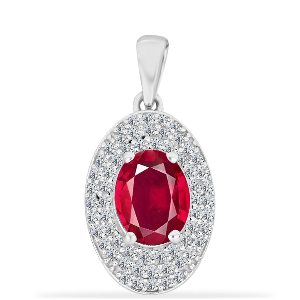 Colgante de Plata con Rubí de Madagascar y Diamante blanco