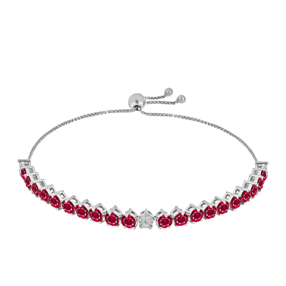 Pulsera de Plata con Rubí de Madagascar y Diamante