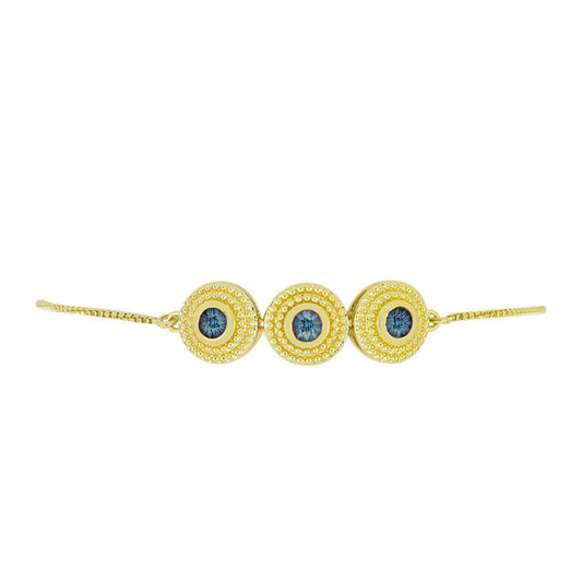 Pulsera de Plata Bañada en Oro con Diamante Azul