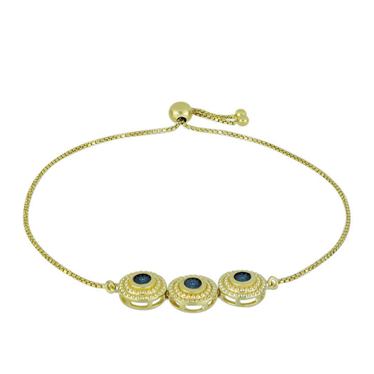 Pulsera de Plata Bañada en Oro con Diamante Azul