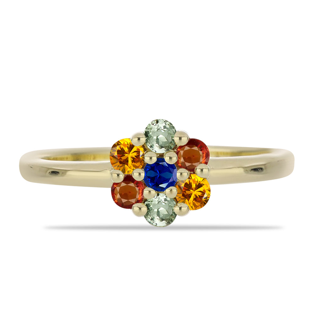 Anillo de Plata Bañada en Oro con Zafiro Arco Iris Rosebery