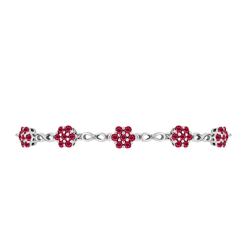Pulsera de Plata con Rubí de Madagascar y Diamante blanco