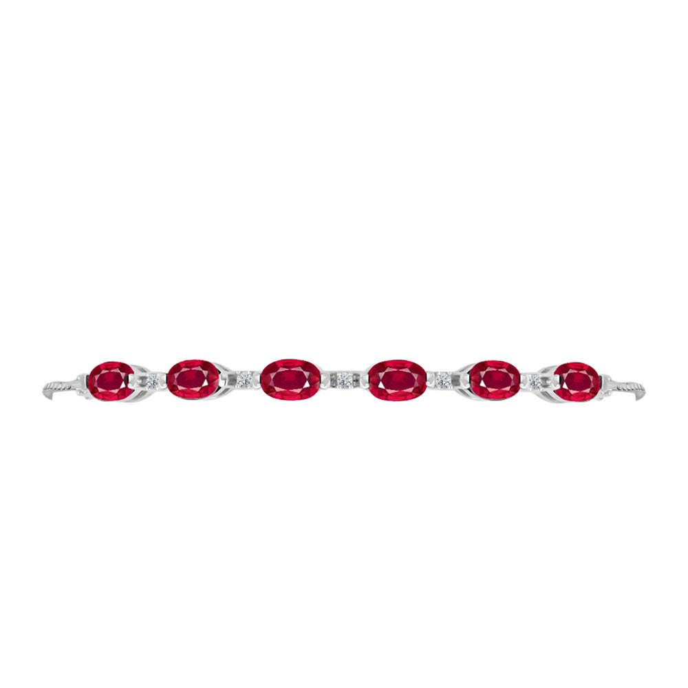 Pulsera de Plata con Rubí de Madagascar y Diamante blanco