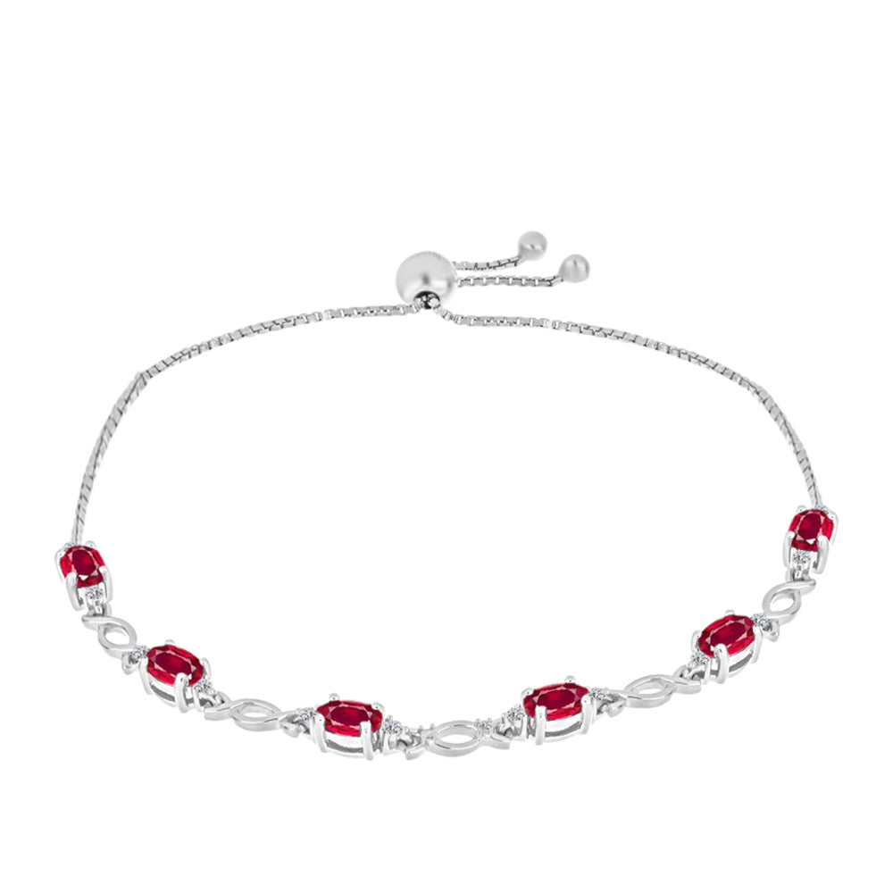 Pulsera de Plata con Rubí de Madagascar y Diamante blanco