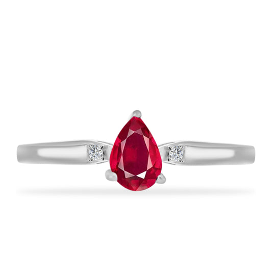 Anillo de Plata con Rubí de Madagascar y Diamante blanco