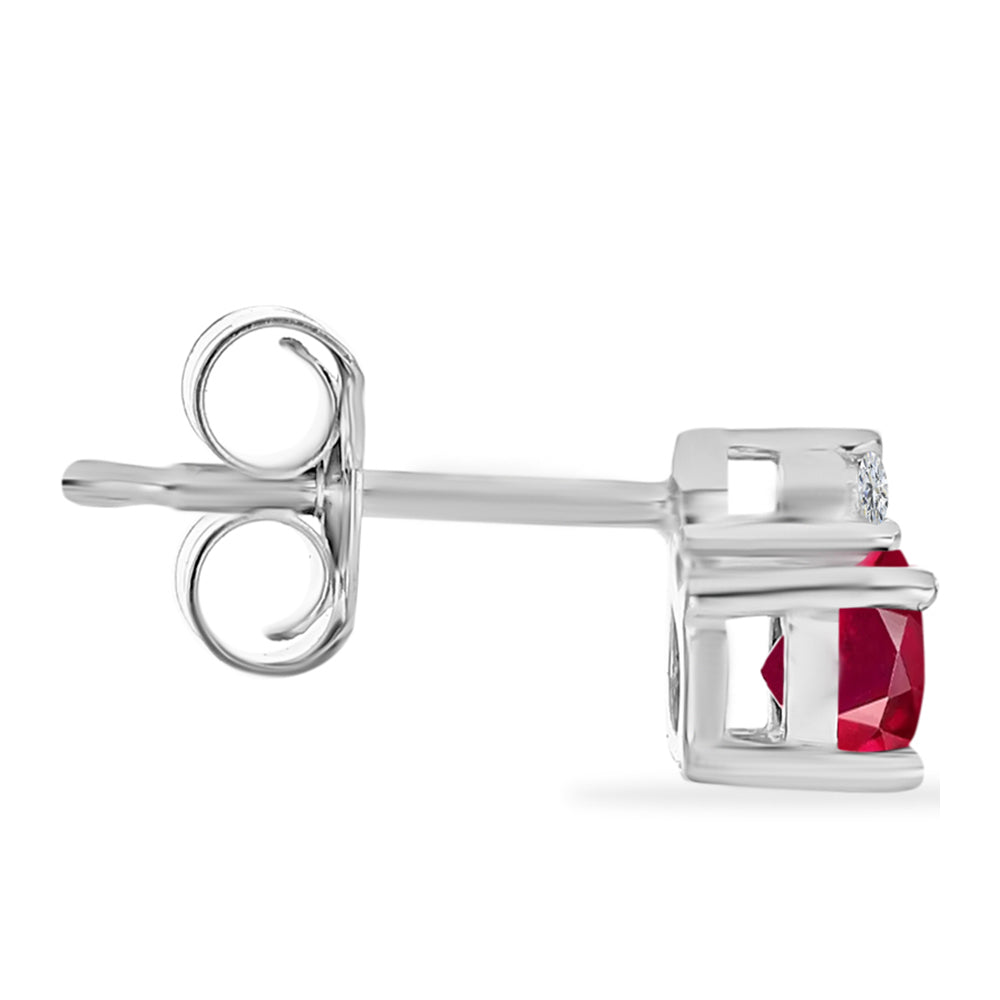 Pendientes de Plata con Rubí de Madagascar y Diamante blanco 2 