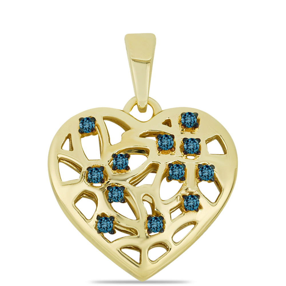 Colgante de Plata Bañada en Oro con Diamante Azul 1 