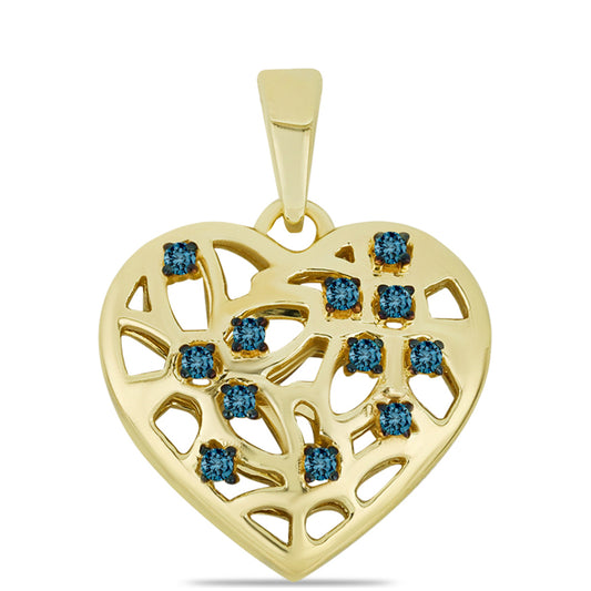 Colgante de Plata Bañada en Oro con Diamante Azul