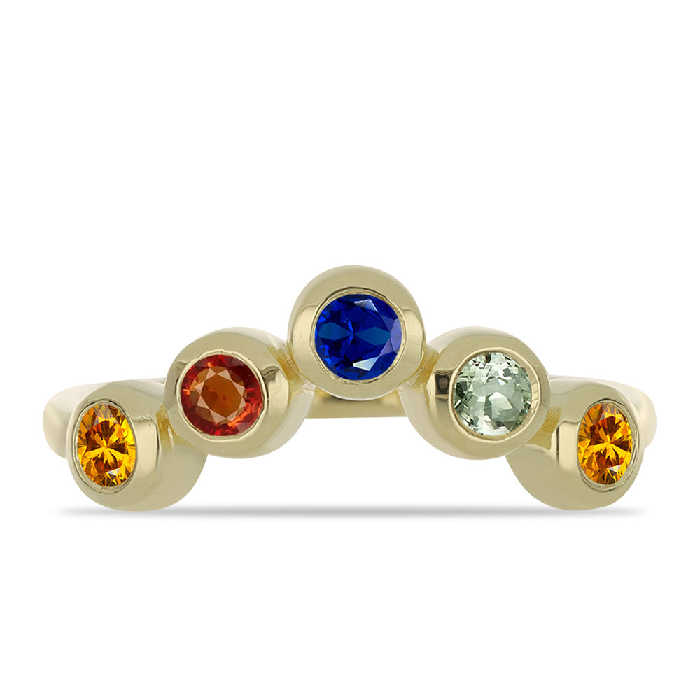 Anillo de Plata Bañada en Oro con Zafiro Arco Iris Rosebery