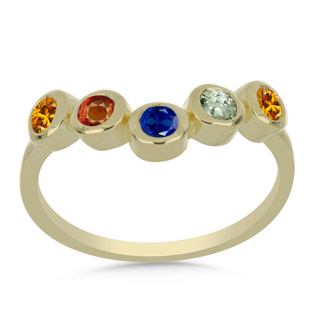 Anillo de Plata Bañada en Oro con Zafiro Arco Iris Rosebery