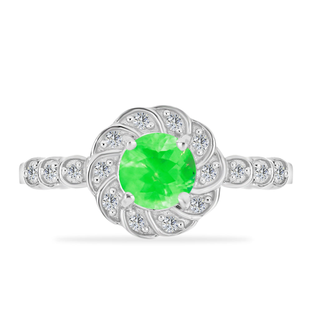 Anillo de Plata con Ópalo Hialita y Topacio Blanco 1 