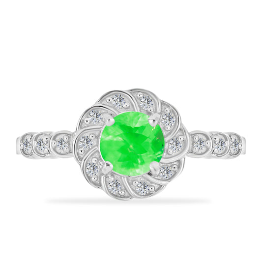 Anillo de Plata con Ópalo Hialita y Topacio Blanco