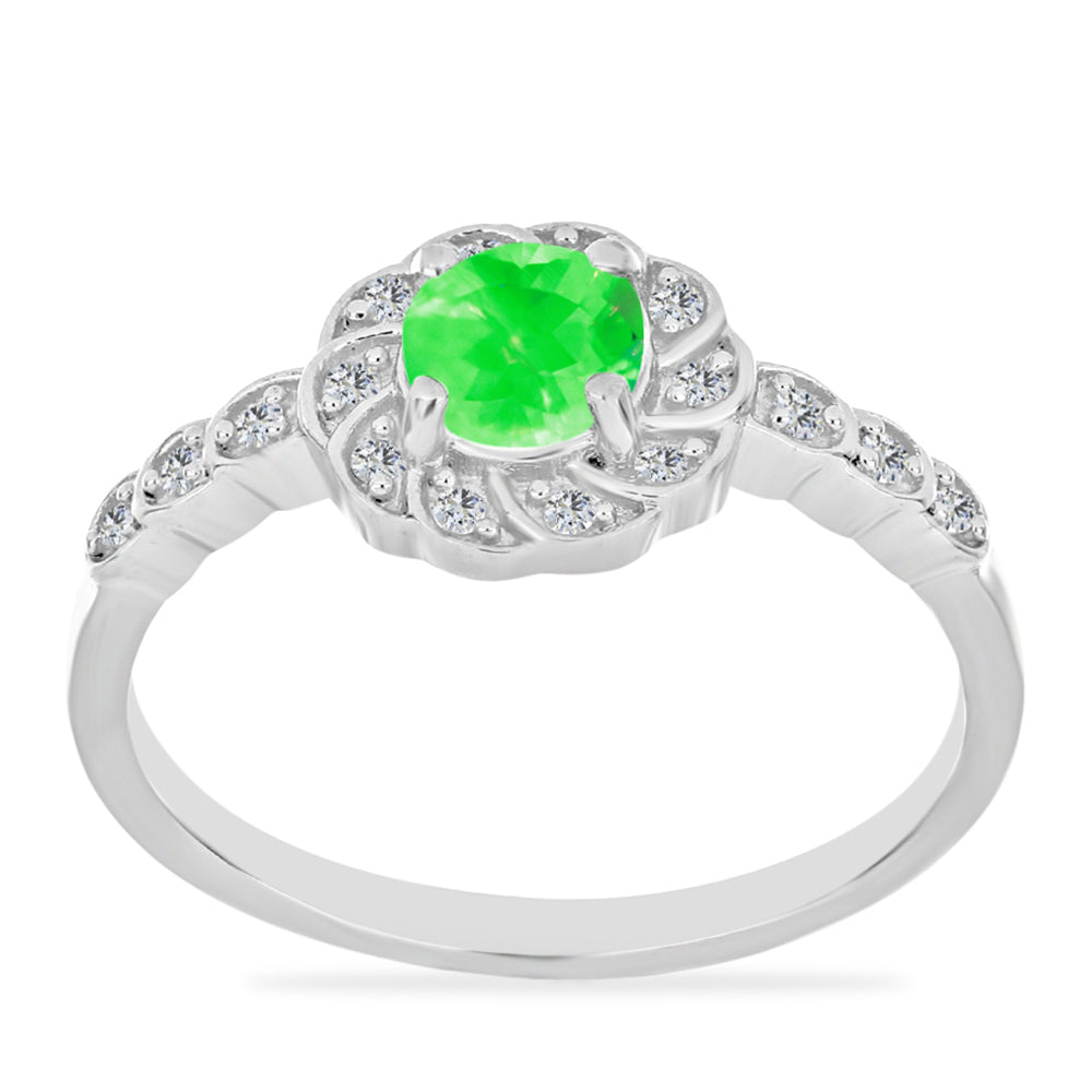 Anillo de Plata con Ópalo Hialita y Topacio Blanco