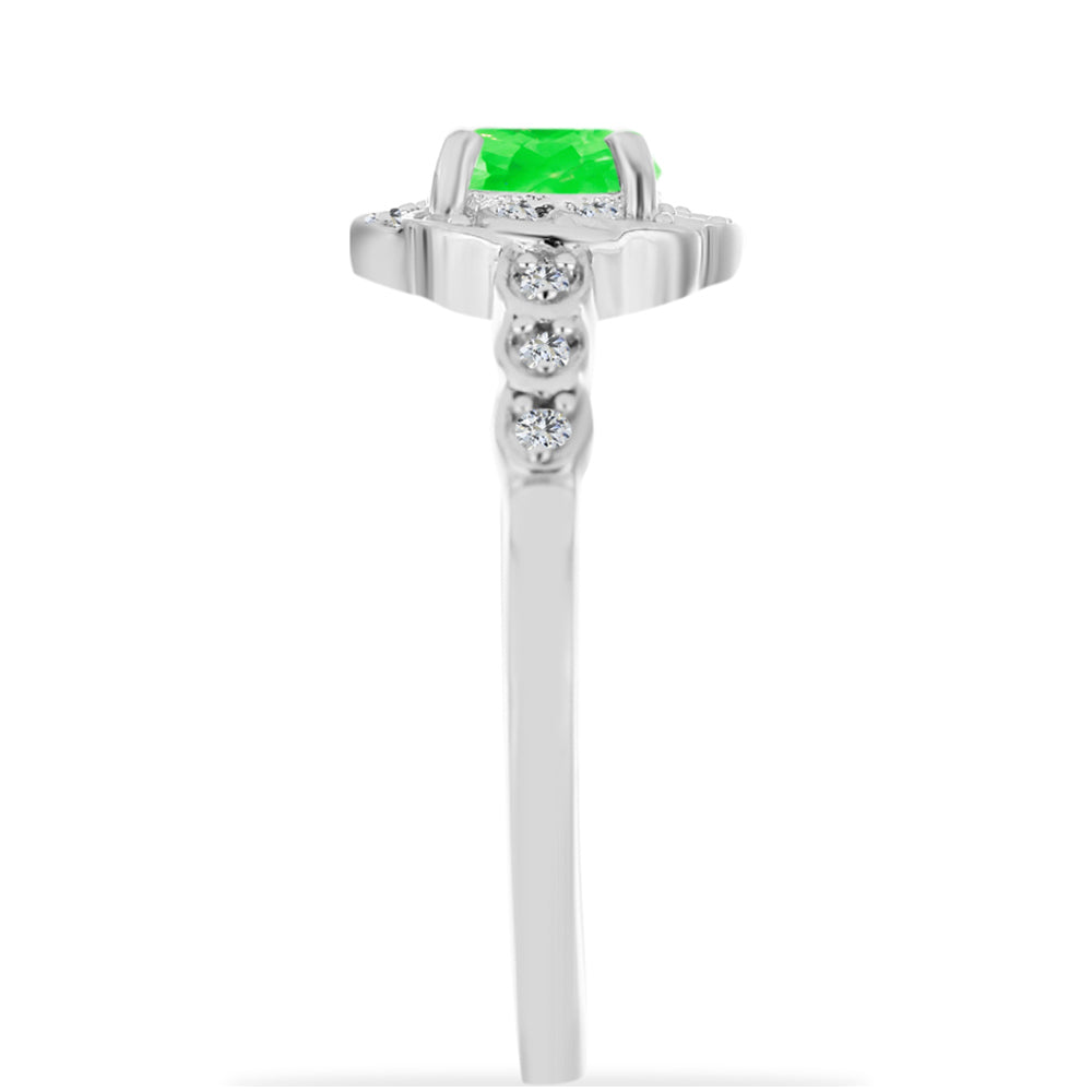 Anillo de Plata con Ópalo Hialita y Topacio Blanco 4 