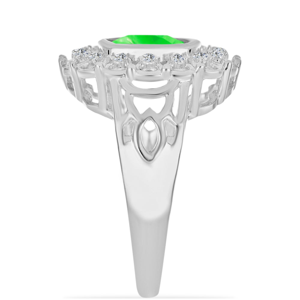 Anillo de Plata con Ópalo Hialita y Topacio Blanco 4 