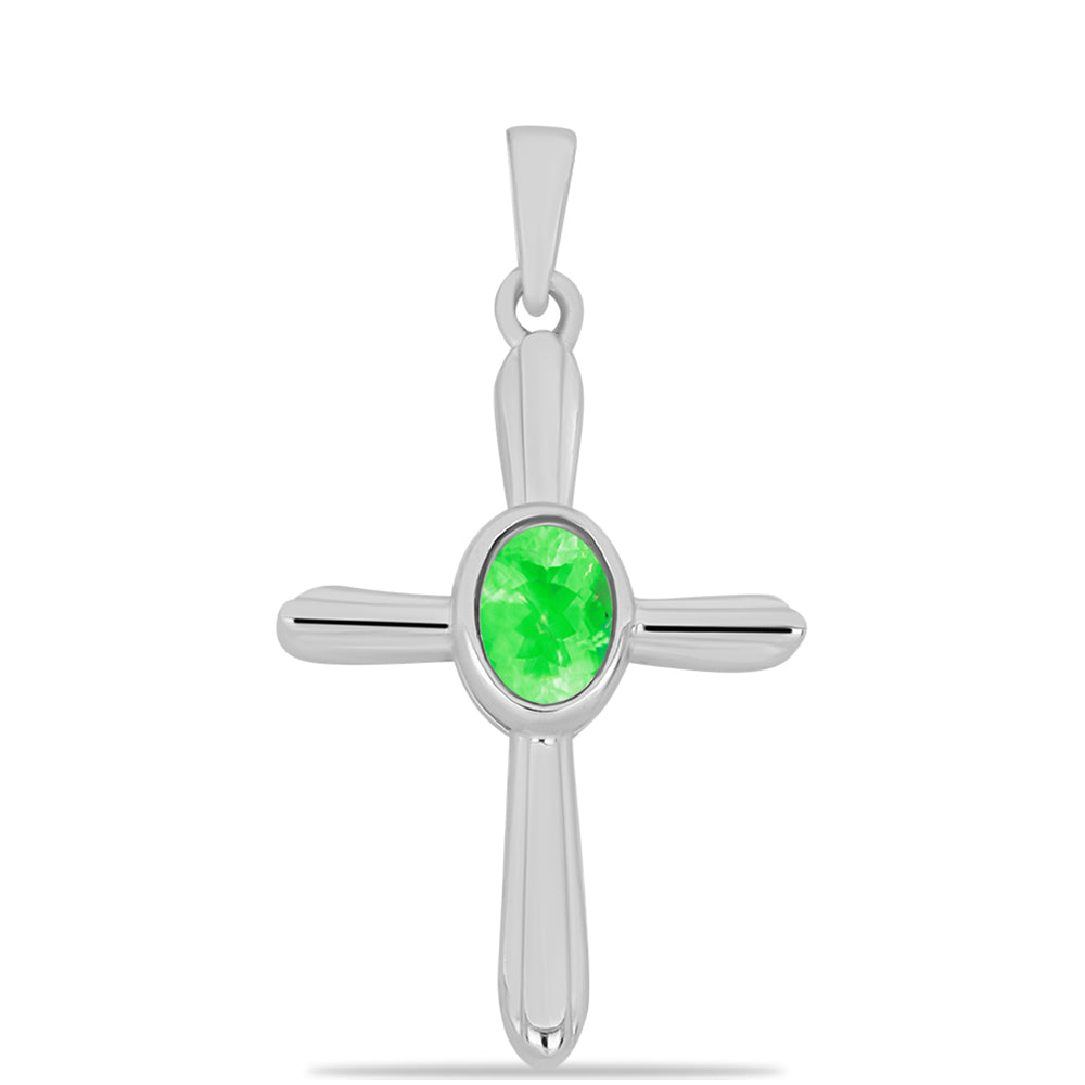 Cruz Colgante de Plata con Ópalo Hialita