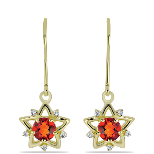 Pendientes de Plata Bañada en Oro con Citrino de Madeira y Topacio Blanco