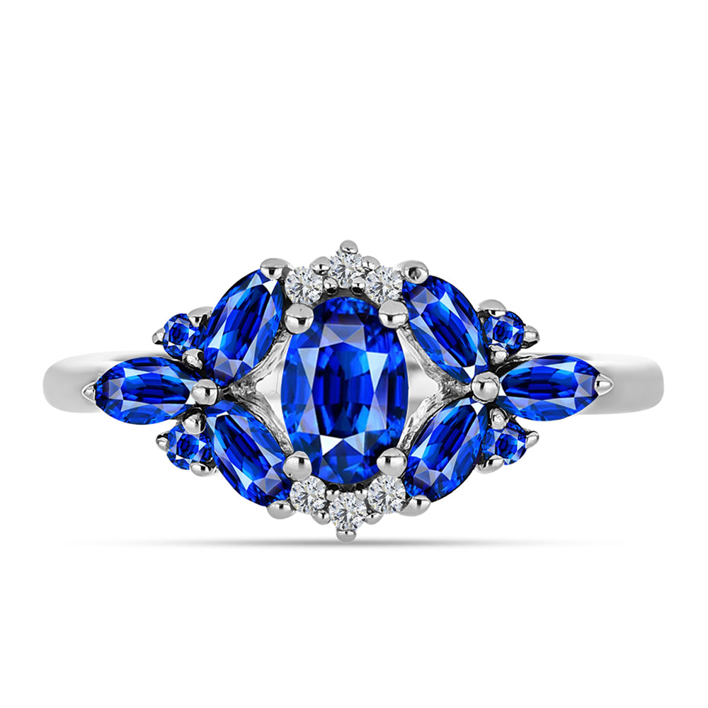 Anillo de Plata con Zafiro Azul Australiano y Topacio Blanco 1 