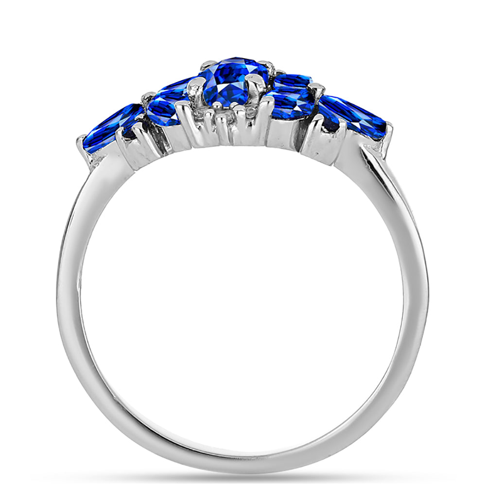 Anillo de Plata con Zafiro Azul Australiano y Topacio Blanco