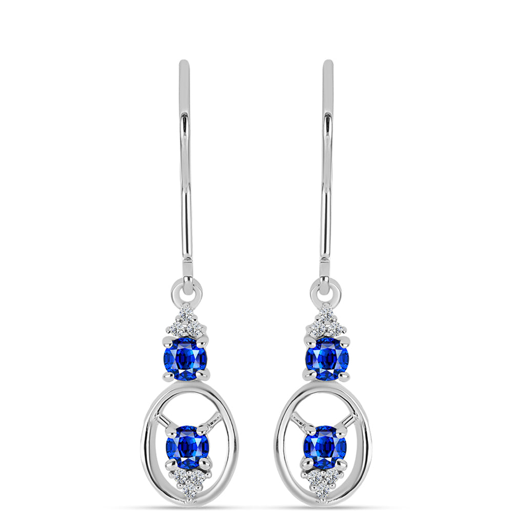 Pendientes de Plata con Zafiro Azul Australiano y Topacio Blanco