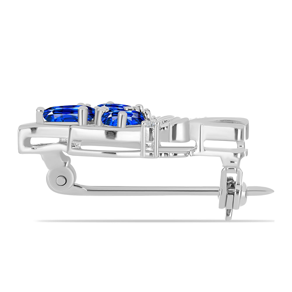 Broche de Plata con Zafiro Azul Australiano y Topacio Blanco 2 