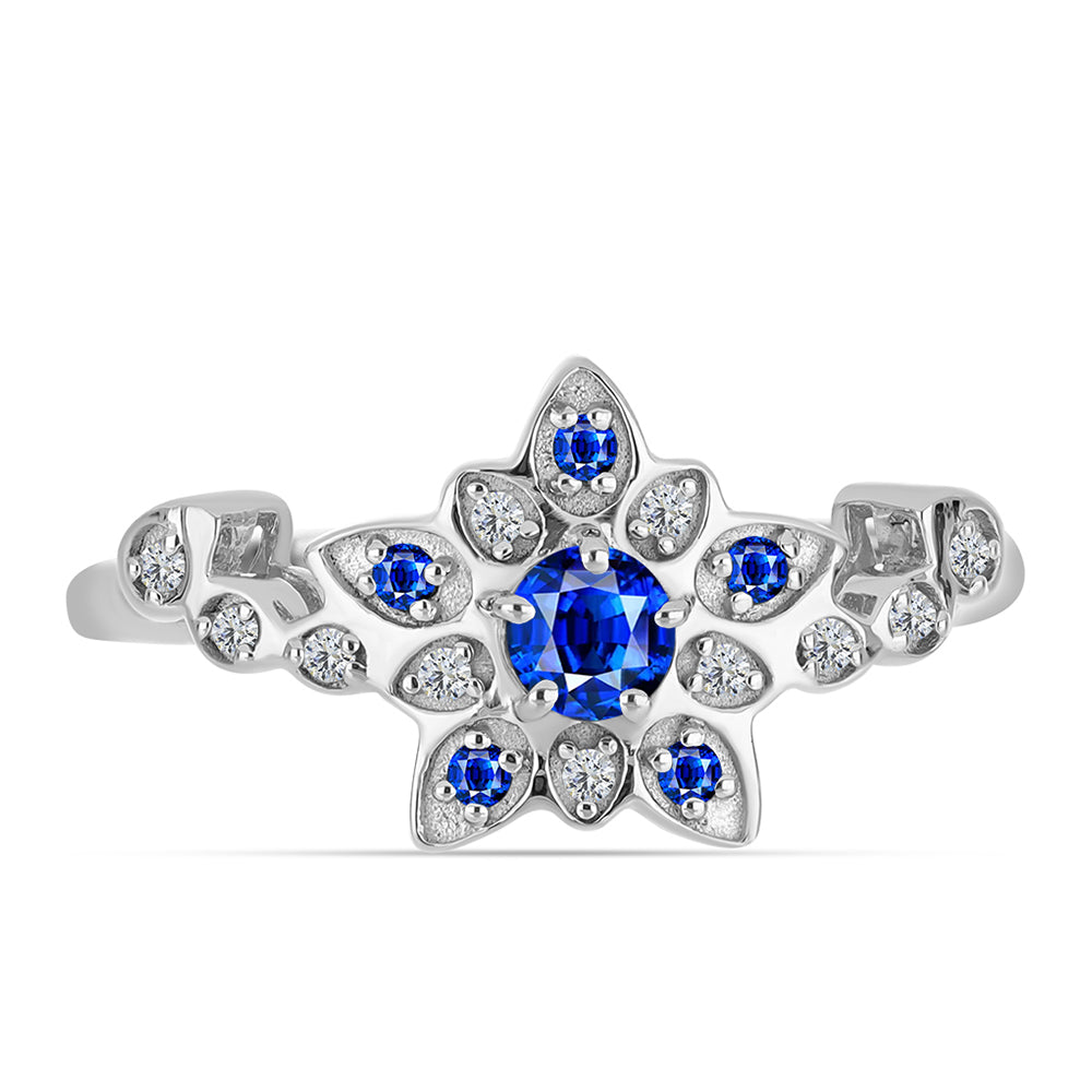 Anillo de Plata con Zafiro Azul Australiano y Topacio Blanco 1 