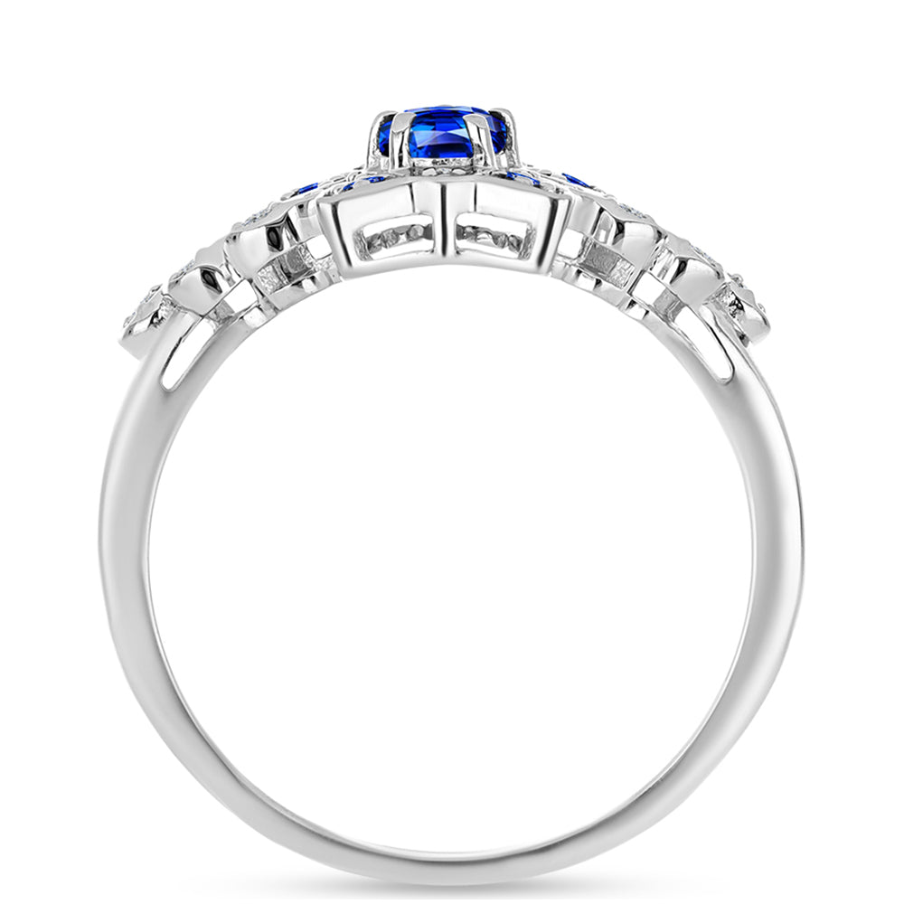 Anillo de Plata con Zafiro Azul Australiano y Topacio Blanco 2 