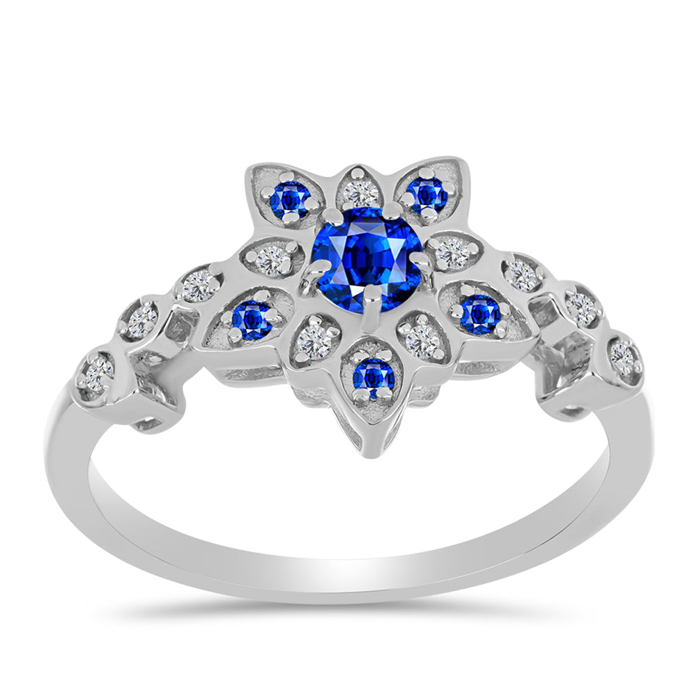 Anillo de Plata con Zafiro Azul Australiano y Topacio Blanco