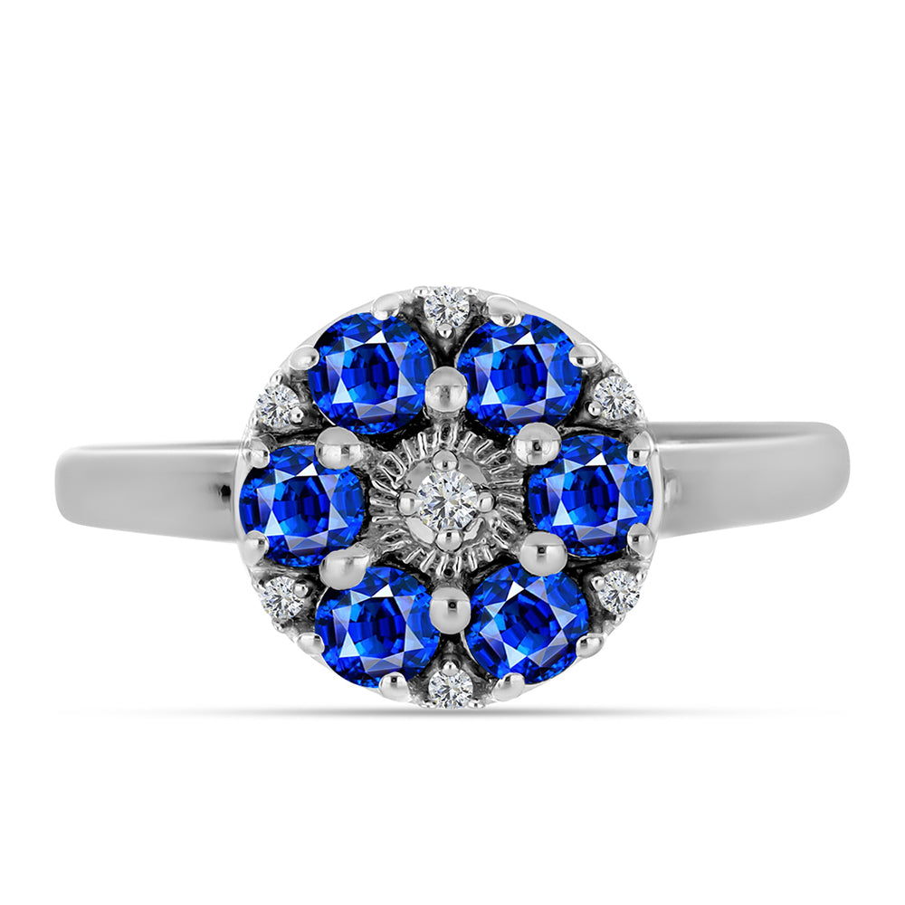 Anillo de Plata con Zafiro Azul Australiano y Topacio Blanco