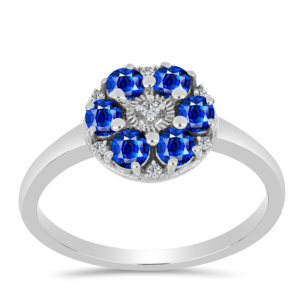 Anillo de Plata con Zafiro Azul Australiano y Topacio Blanco 3 