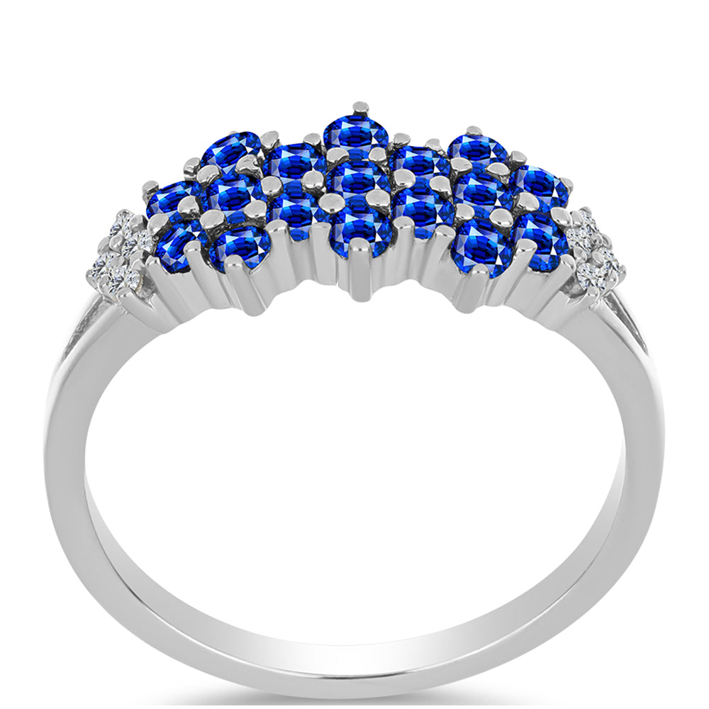 Anillo de Plata con Zafiro Azul Australiano y Topacio Blanco