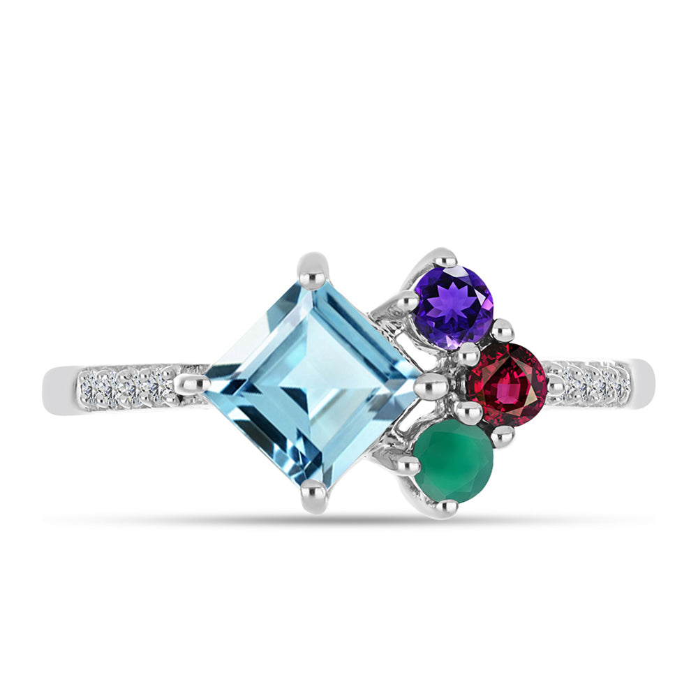 Anillo de Plata con Amatista de Marruecos y Ágata Verde 1 